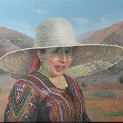 لوحة فنية بألوان زيتية بعنوان صبرية في الوادي مقاس 50×70 سم للفنان عبدالله غانم