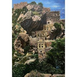 لوحة مطبوعة لمنظر من مدينة الطويلة التاريخية مقاس 80x120 للفنان التشكيلي اليمني القدير عدنان جمن لوحة مطبوعة لمنظر من مدينة الطويلة التاريخية مقاس 80x120 للفنان التشكيلي اليمني القدير عدنان جمن