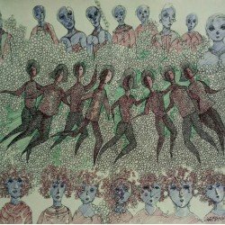 لوحة مطبوعة بعنوان الرقصة مقاس 50x70  للفنان التشكيلي المصري القدير هشام مخلوف خلاف