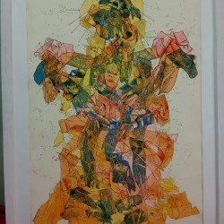 لوحة مطبوعة بعنوان الترابط مقاس 50x70  للفنان التشكيلي المصري القدير هشام مخلوف خلاف