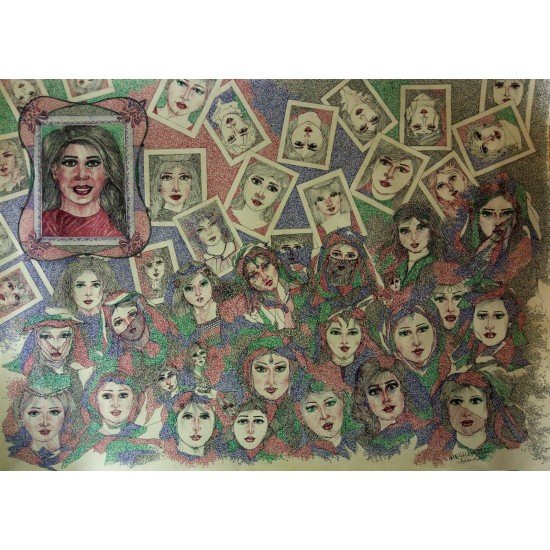 لوحة مطبوعة بعنوان سيلفي مقاس 50x70  للفنان التشكيلي المصري القدير هشام مخلوف خلاف