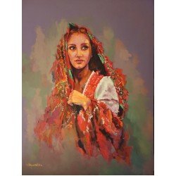 لوحة مطبوعة لفتاة صنعاء مقاس cm 90×120 للفنان ردفان المحمدي