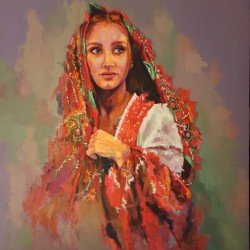 لوحة مطبوعة لفتاة صنعاء مقاس cm 90×120 للفنان ردفان المحمدي