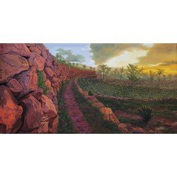 لوحة مطبوعة لمدرجات زراعية مقاس cm 90×180 للفنان ردفان المحمدي