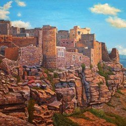 لوحة مطبوعة شبام كوكبان مقاس cm 90×120 للفنان ردفان المحمدي