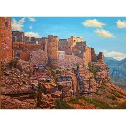 لوحة مطبوعة شبام كوكبان مقاس cm 90×120 للفنان ردفان المحمدي