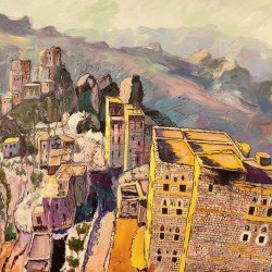 لوحة مطبوعة للمحويت مقاس cm 70×100 للفنان ردفان المحمدي