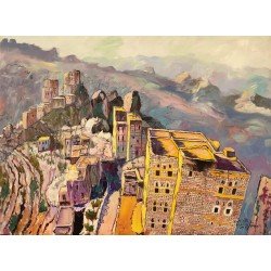 لوحة مطبوعة للمحويت مقاس cm 90×120 للفنان ردفان المحمدي