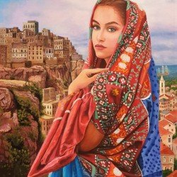 لوحة مطبوعة وريقة الحنا 2 مقاس cm 90×120 للفنان ردفان المحمدي