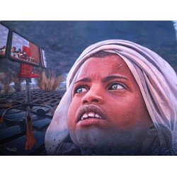 لوحة مطبوعة بعنوان ماذا بعد مقاس cm 90×120 للفنان ردفان المحمدي