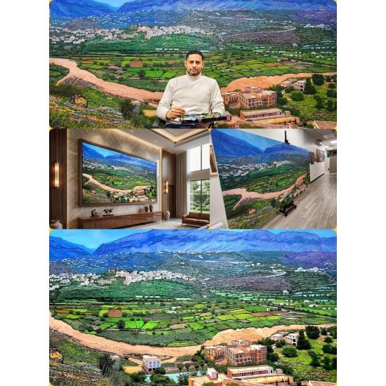 لوحة فنية بألوان اكريليك بعنوان وادي بنا مقاس 160x325 للفنان التشكيلي ردفان المحمدي لوحة فنية بألوان اكريليك بعنوان وادي بنا مقاس 160x325 للفنان التشكيلي ردفان المحمدي