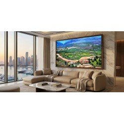 لوحة فنية بألوان اكريليك بعنوان وادي بنا مقاس 160x325  للفنان التشكيلي ردفان المحمدي