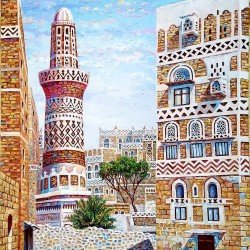 لوحة مطبوعة بعنوان صنعاء القديمة مقاس 50x70 للفنان التشكيلي اليمني زياد العنسي لوحة مطبوعة بعنوان صنعاء القديمة مقاس 50x70 للفنان التشكيلي اليمني زياد العنسي