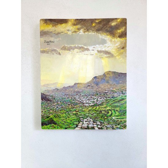 لوحة مطبوعة بعنوان وادي السحول مقاس 55x45 للفنان التشكيلي اليمني زياد العنسي لوحة مطبوعة بعنوان وادي السحول مقاس 55x45 للفنان التشكيلي اليمني زياد العنسي