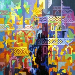 لوحة مطبوعة بعنوان الساحرة صنعاء مقاس 90x100 للفنان التشكيلي اليمني زياد العنسي لوحة مطبوعة بعنوان الساحرة صنعاء مقاس 90x100 للفنان التشكيلي اليمني زياد العنسي