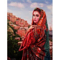 لوحة مطبوعة على كانفاس وريقة الحنا مقاس cm 90×120 للفنان ردفان المحمدي