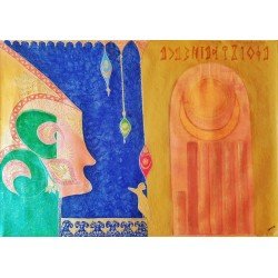 لوحة فنية للفنان هناء هبة تحت عنوان الملكة بلقيس