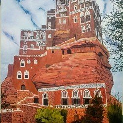 لوحة مطبوعة على كانفاس لدار الحجر مقاس cm 90×120 للفنان ردفان المحمدي لوحة مطبوعة على كانفاس لدار الحجر مقاس cm 90×120 للفنان ردفان المحمدي