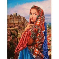 لوحة مطبوعة على كانفاس وريقة الحنا الجزء الثاني مقاس cm 90×120 للفنان ردفان المحمدي