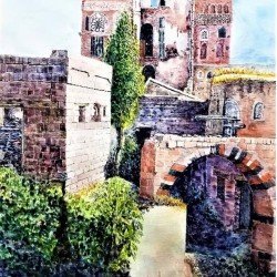 لوحة قصر الإمام أحمد  للفنان يوسف المجيدي