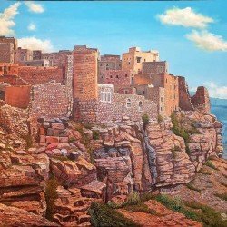 لوحة مطبوعة على كانفاس مدينة شبام كوكبان التاريخية مقاس cm 90×120 للفنان ردفان المحمدي لوحة مطبوعة على كانفاس مدينة شبام كوكبان التاريخية مقاس cm 90×120 للفنان ردفان المحمدي