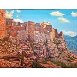 لوحة مطبوعة على كانفاس مدينة شبام كوكبان التاريخية مقاس cm 90×120 للفنان ردفان المحمدي لوحة مطبوعة على كانفاس مدينة شبام كوكبان التاريخية مقاس cm 90×120 للفنان ردفان المحمدي