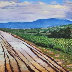 لوحة فنية بألوان زيتية واكريليك بعنوان انفاس الارض مقاس 180×95 سم للفنان ردفان المحمدي لوحة فنية بألوان زيتية واكريليك بعنوان انفاس الارض مقاس 180×95 سم للفنان ردفان المحمدي